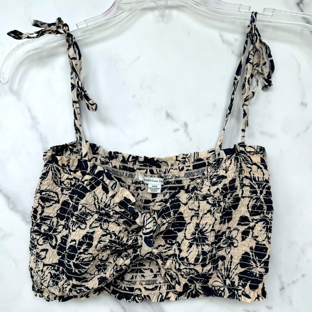 American Eagle Chiffon Ruched Babydoll Top